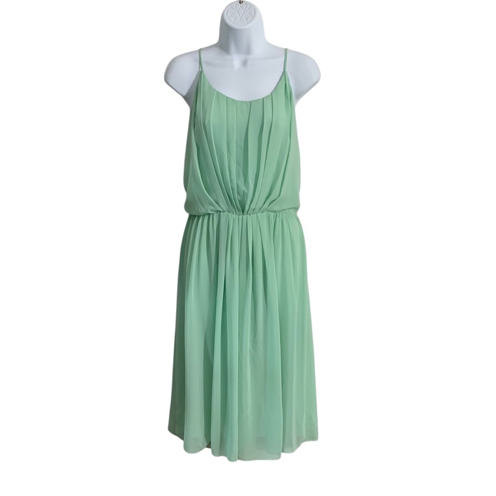 SANDRO Seafoam Green Pleated Chiffon Mini Dress Sz 3/L